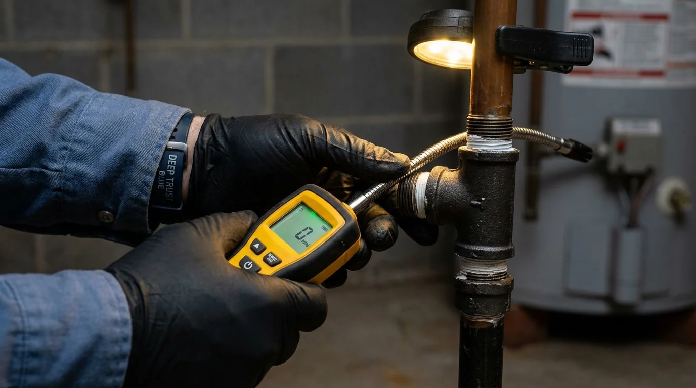 Gas leak detection with electronic sniffer by Johns Plumbing LLC in Forest Hills