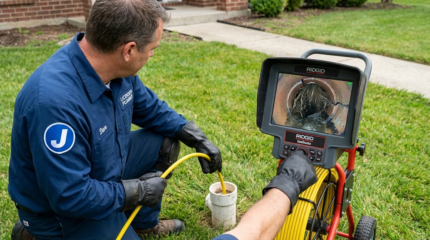 Sewer camera inspection being performed by Johns Plumbing LLC in Forest Hills