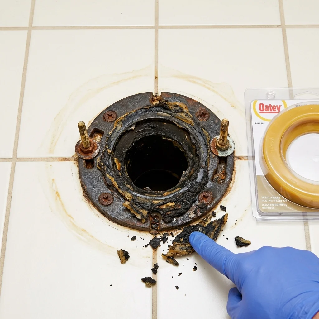 Failed wax ring showing water seepage at the base of a toilet in a Forest Hills, NY home