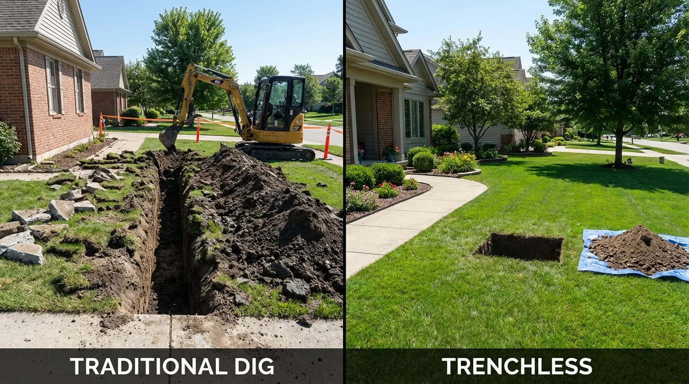 Trenchless sewer repair with minimal yard damage versus traditional excavation in Forest Hills, NY